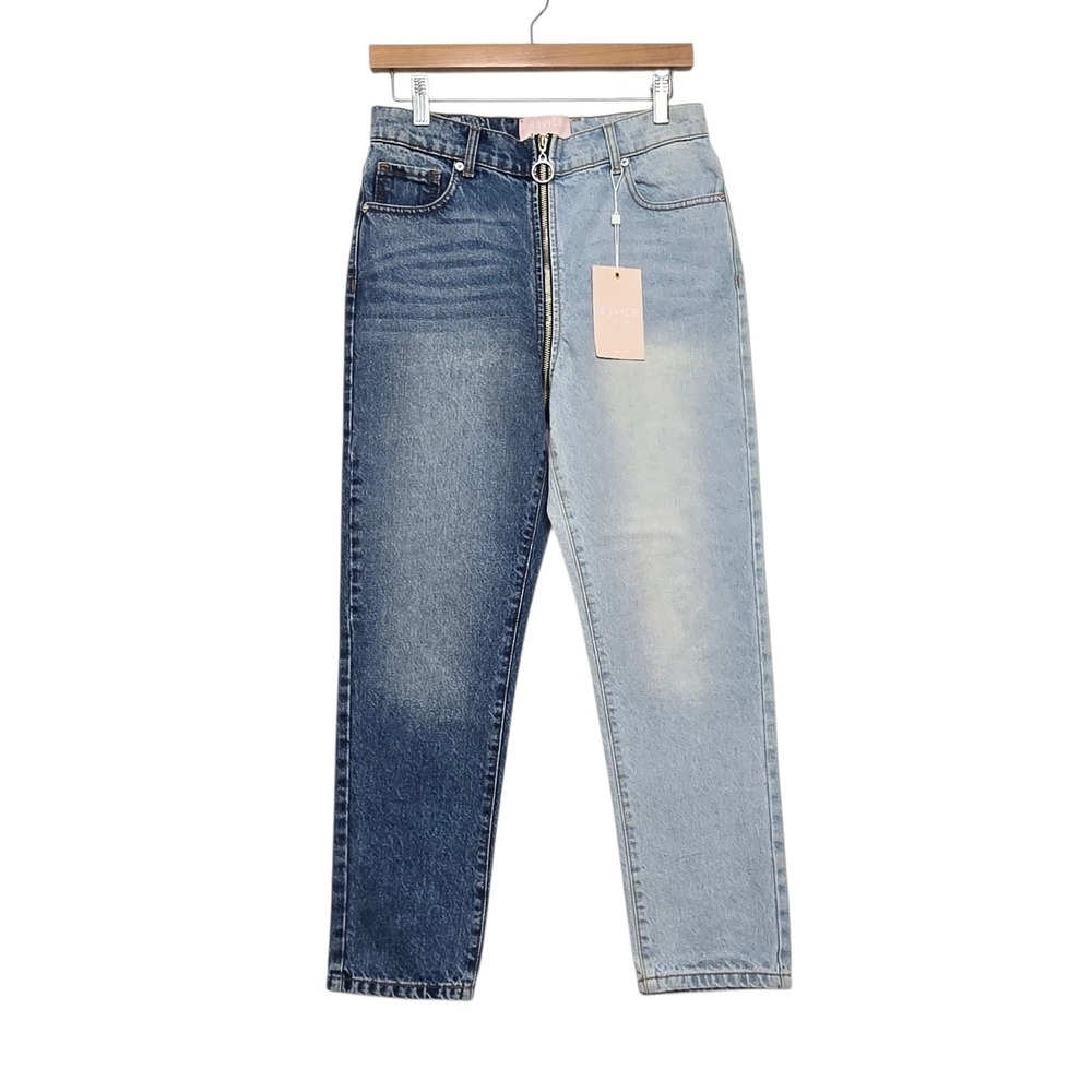 Revice Denim Yin Yang Crops‎ Tokyo Wash Two Tone High Rise Jeans Size 28 NEW